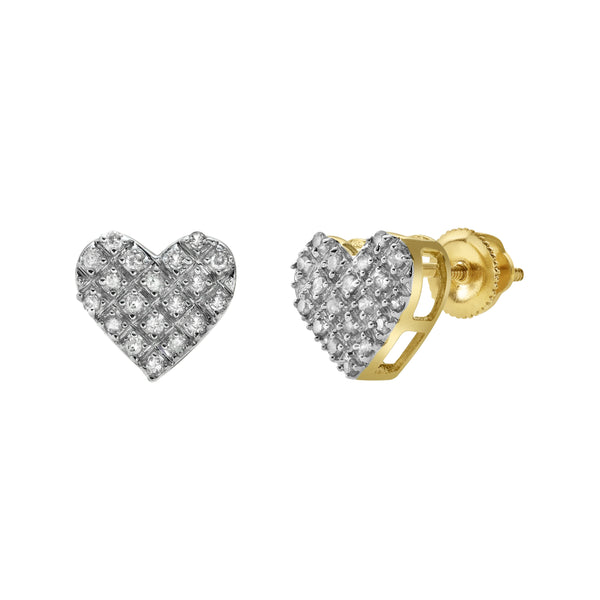LuvMyJewelry Ice Hearts Diamond 0.18 ct. tw.10K Yellow Gold Earrings