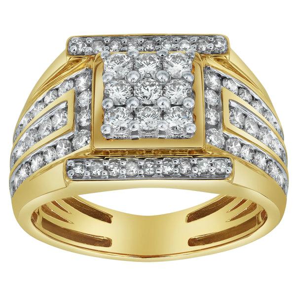 LuvMyJewelry Iced Hammer Diamond 1.55 (ct. Wt.) 14K Yellow Gold Ring