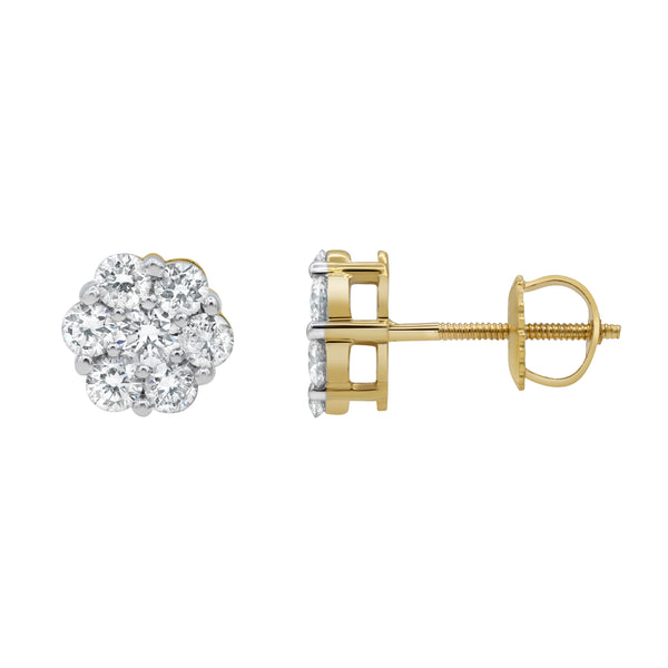 LuvMyJewelry Iconic Cluster Stud 14K Yellow Gold Diamond Earrings 0.73 Ct. Tw