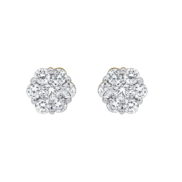 LuvMyJewelry Iconic Cluster Stud 14K Yellow Gold Diamond Earrings 0.73 Ct. Tw