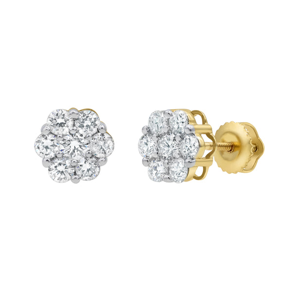 LuvMyJewelry Iconic Cluster Stud 14K Yellow Gold Diamond Earrings 0.73 ct. tw