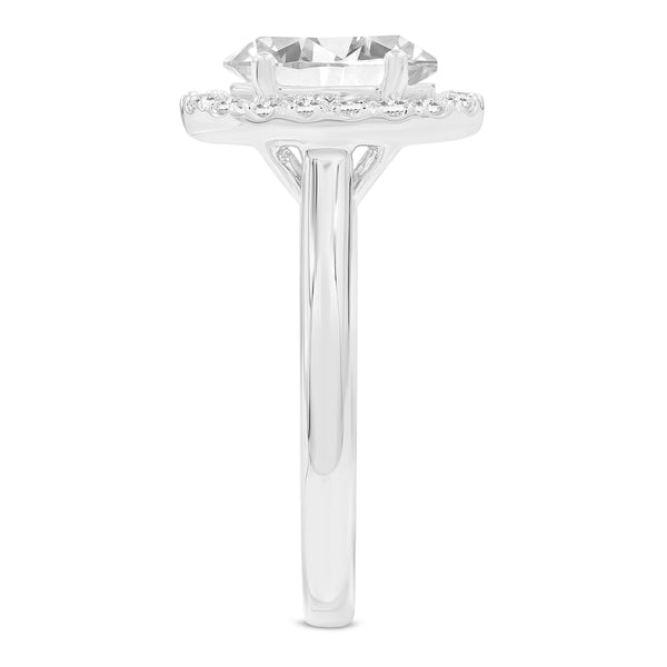 LuvMyJewelry Idalia 14K White Gold Oval Lab Grown Diamond Halo Engagement Ring - 1.9 Ct