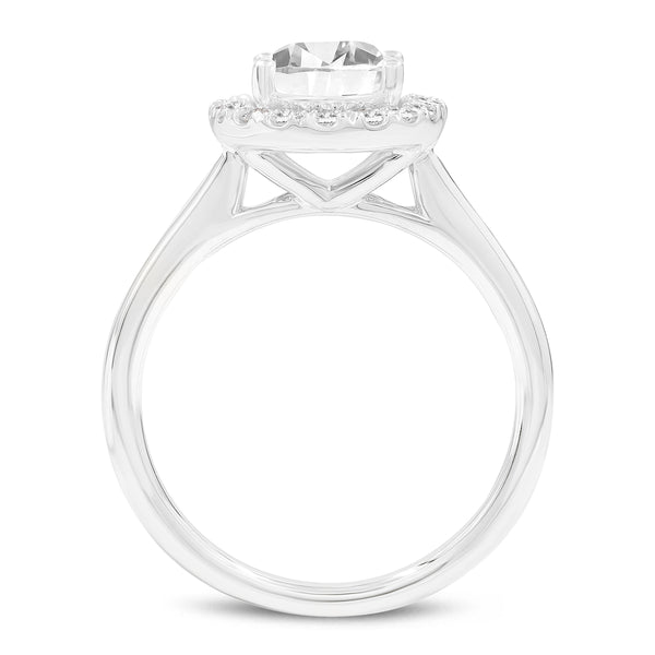 LuvMyJewelry Idalia 14K White Gold Oval Lab Grown Diamond Halo Engagement Ring - 1.9 Ct