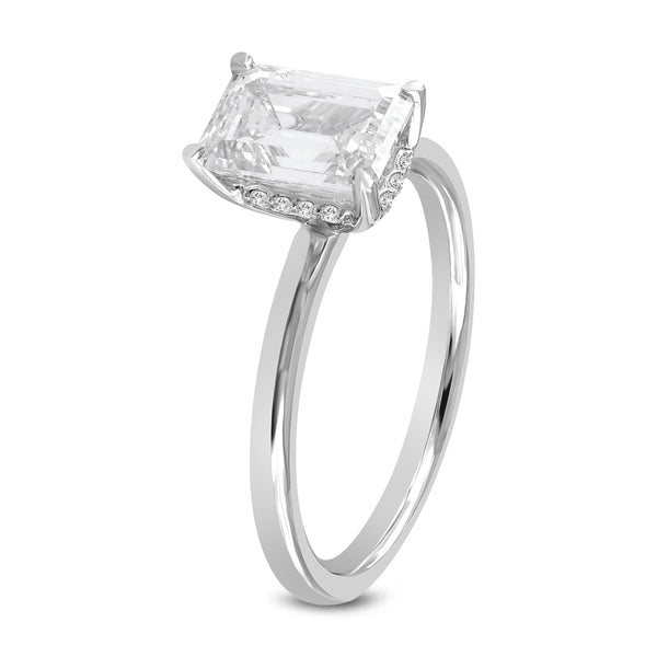 LuvMyJewelry IGI Certified Cultured Diamond Emerald Cut Solitaire Hidden Halo Ring (1.60 Ctw) In 14K Gold