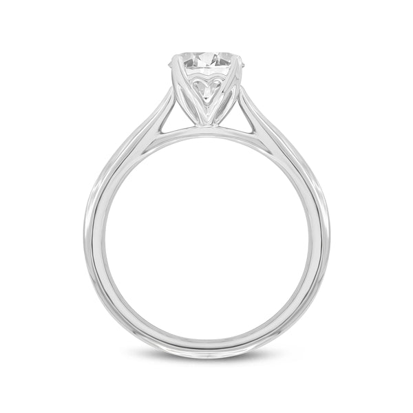 LuvMyJewelry IGI Certified Round Shape Cultured Diamond (1.01 Ctw) Solitaire Ring In 14K White Gold