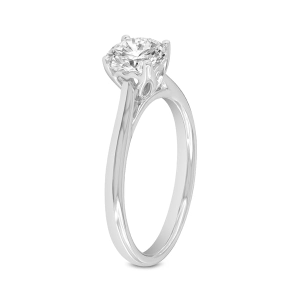 LuvMyJewelry IGI Certified Round Shape Cultured Diamond (1.01 Ctw) Solitaire Ring In 14K White Gold