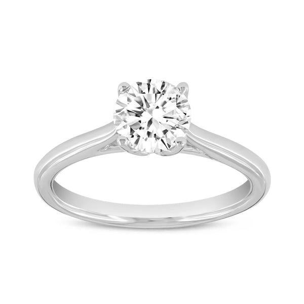 LuvMyJewelry IGI Certified Round Shape Cultured Diamond (1.01 ctw) Solitaire Ring in 14K White Gold