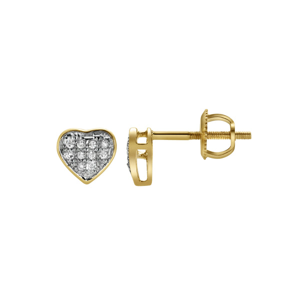 LuvMyJewelry IHeart Diamond 0.06 Ct. Tw.10K Yellow Gold Earrings