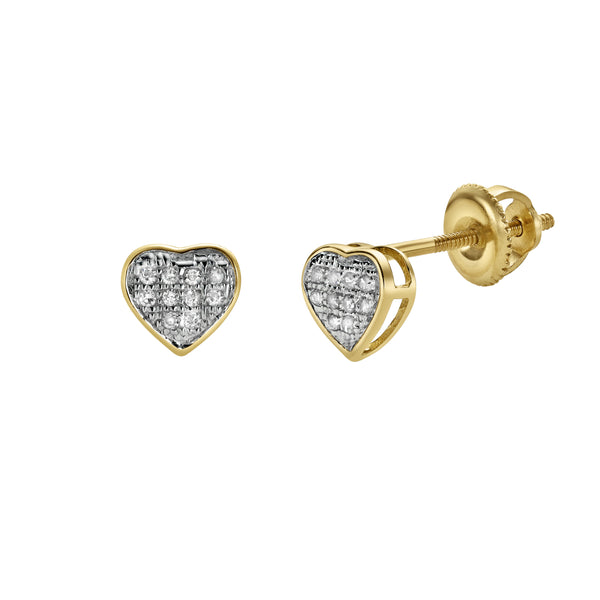 LuvMyJewelry iHeart Diamond 0.06 ct. tw.10K Yellow Gold Earrings