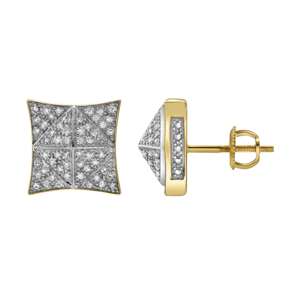LuvMyJewelry Illusionz Diamond 0.3 Ct. Tw. 10K Yellow Gold Earrings
