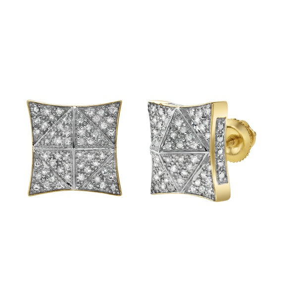 LuvMyJewelry Illusionz Diamond 0.3 ct. tw. 10K Yellow Gold Earrings