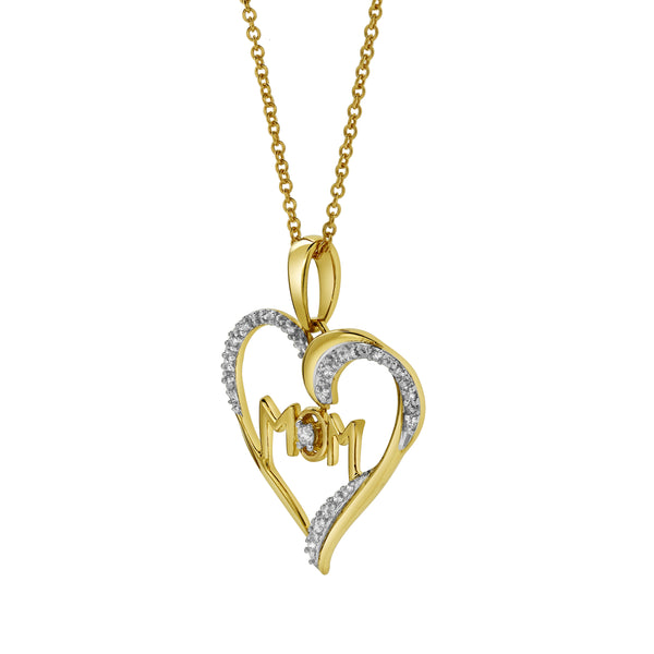 LuvMyJewelry Infinity Heart Mom Diamond Pendant In 10K Yellow Gold