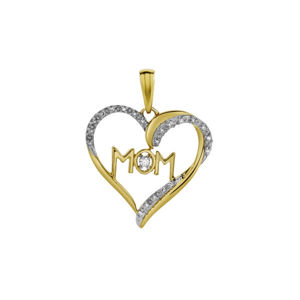 LuvMyJewelry Infinity Heart Mom Diamond Pendant In 10K Yellow Gold