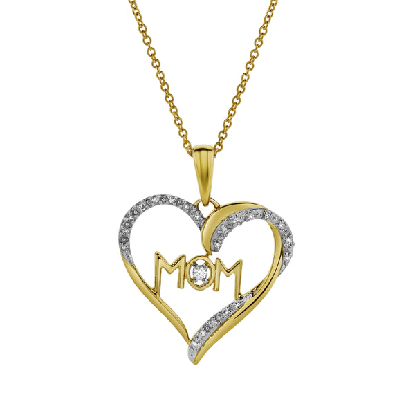 LuvMyJewelry Infinity Heart Mom Diamond Pendant in 10K Yellow Gold