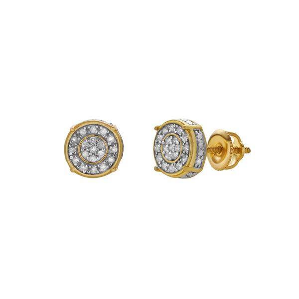 LuvMyJewelry Inquietude 10K Yellow Gold Diamond Unisex Earrings - 0.14 Cts
