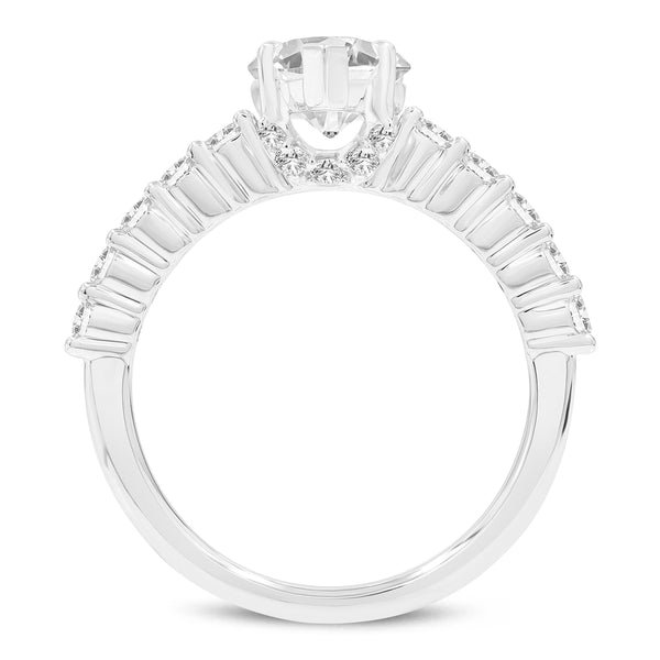 LuvMyJewelry Iris 14K White Gold Pear Shaped Lab Grown Diamond Hidden Halo Ring - 2.7 Ct
