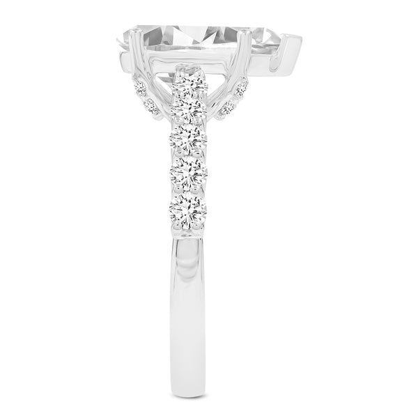 LuvMyJewelry Iris 14K White Gold Pear Shaped Lab Grown Diamond Hidden Halo Ring - 2.7 Ct