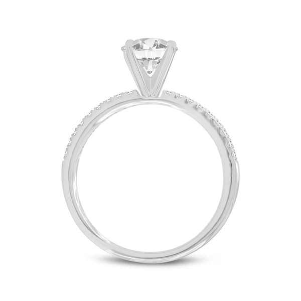 LuvMyJewelry Isabella 14K White Gold Round Cut Lab Grown Diamond Halo Engagement Ring - 1.2 Ctw