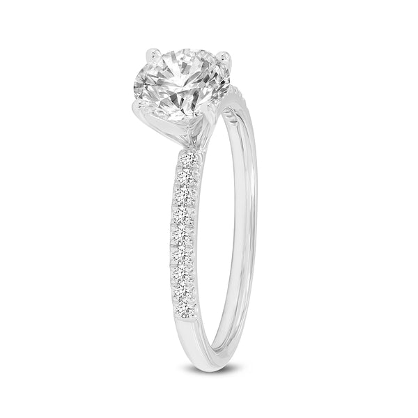 LuvMyJewelry Isabella 14K White Gold Round Cut Lab Grown Diamond Halo Engagement Ring - 1.2 Ctw