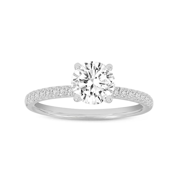 LuvMyJewelry Isabella 14K White Gold Round Cut Lab Grown Diamond Halo Engagement Ring - 1.2 ctw
