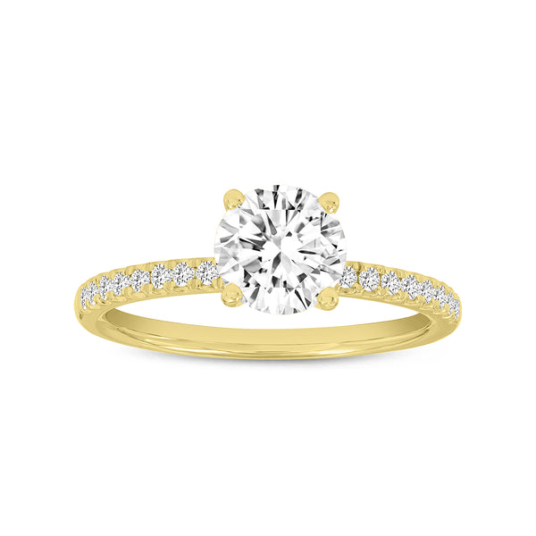 LuvMyJewelry Isabella 14K Yellow Gold Round Shape Lab Grown Diamond Engagement Ring - 1.2 Ct