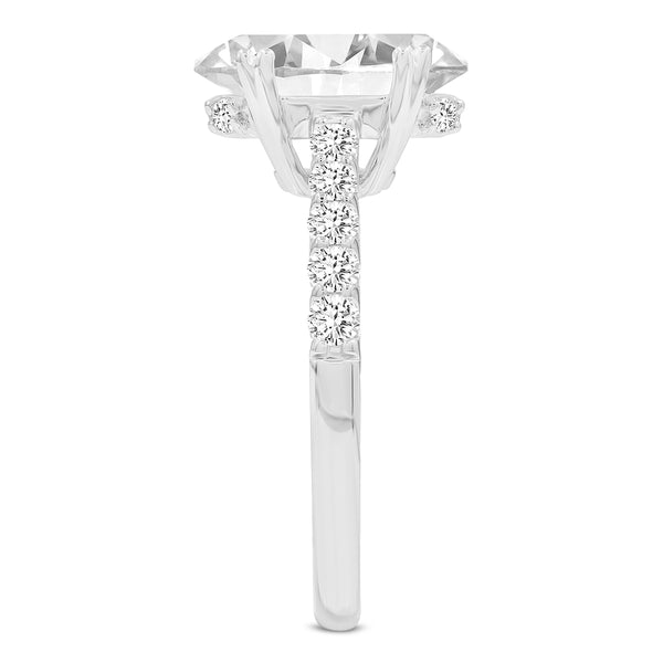 LuvMyJewelry Isidora 14K White Gold Oval Lab Grown Diamond Hidden Halo Engagement Ring - 3.5 Ct