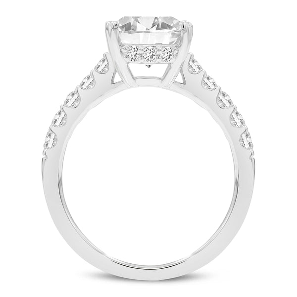 LuvMyJewelry Isidora 14K White Gold Oval Lab Grown Diamond Hidden Halo Engagement Ring - 3.5 Ct