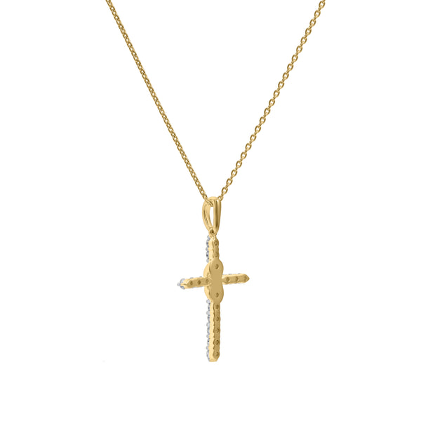 LuvMyJewelry Isola 14K Yellow Gold Diamond Cross Pendant – 0.24 CTW