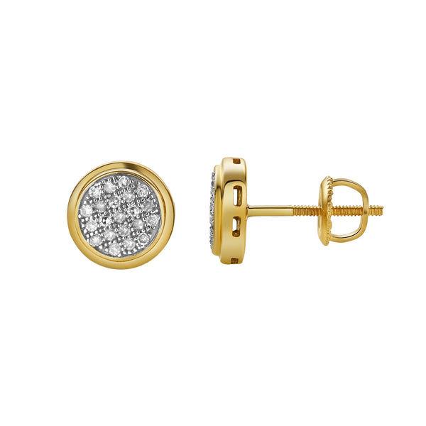 LuvMyJewelry Isolde 10K Yellow Gold Cluster Diamond Unisex Earrings - 0.15 Cts