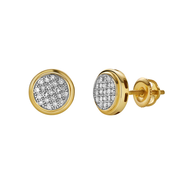 LuvMyJewelry Isolde 10K Yellow Gold Cluster Diamond Unisex Earrings - 0.15 Cts