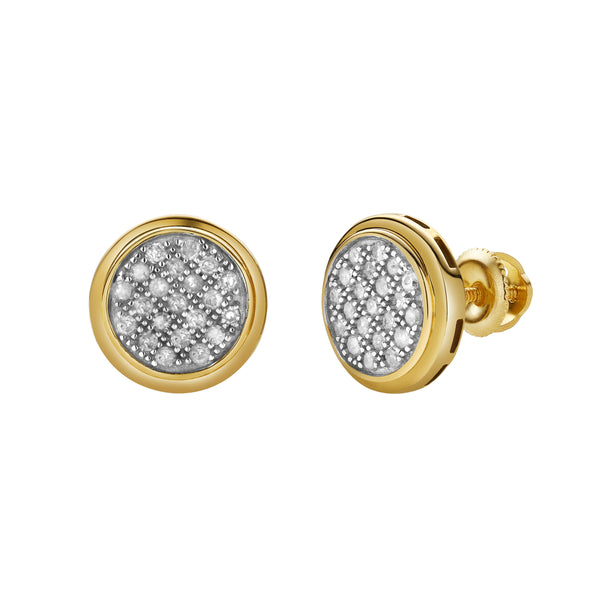 LuvMyJewelry Isolde XL 10K Yellow Gold Cluster Diamond Unisex Earrings - 0.33 Cts