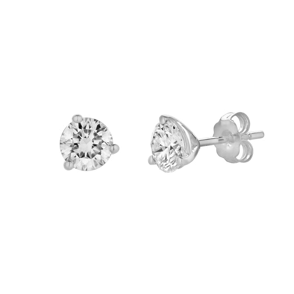 LuvMyJewelry Isuma 14K White Gold Lab Grown Round Solitaire Diamond Earrings - 1 Cts