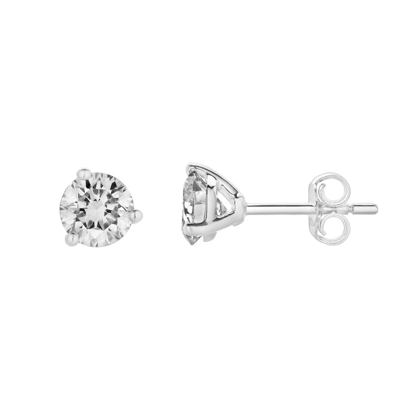 LuvMyJewelry Isuma 14K White Gold Lab Grown Round Solitaire Diamond Earrings - 1 Cts