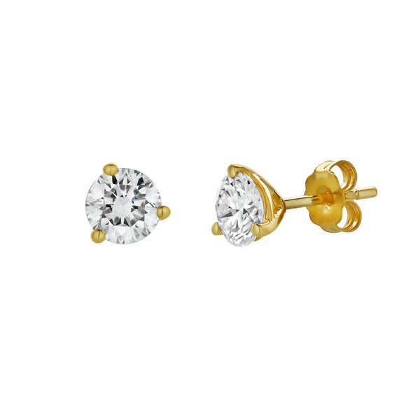 LuvMyJewelry Isuma 14K Yellow Gold Lab Grown Round Solitaire Diamond Earrings - 1 Cts