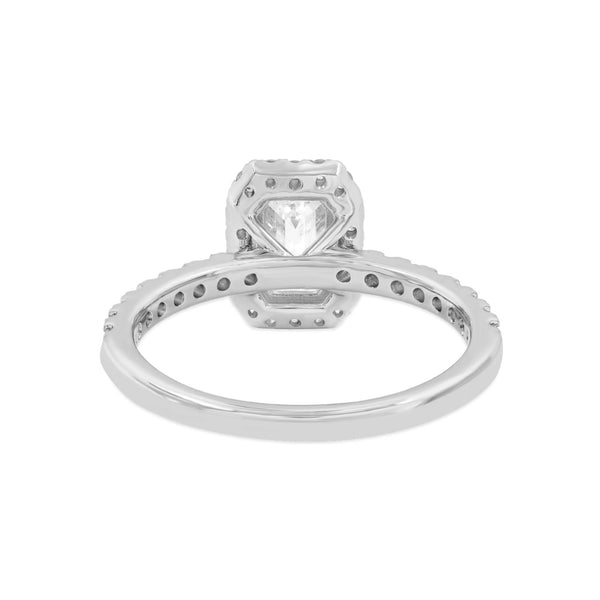 LuvMyJewelry Ivey 14K White Gold Emerald Cut Lab Grown Diamond Halo Engagement Ring - 1.75 Ctw