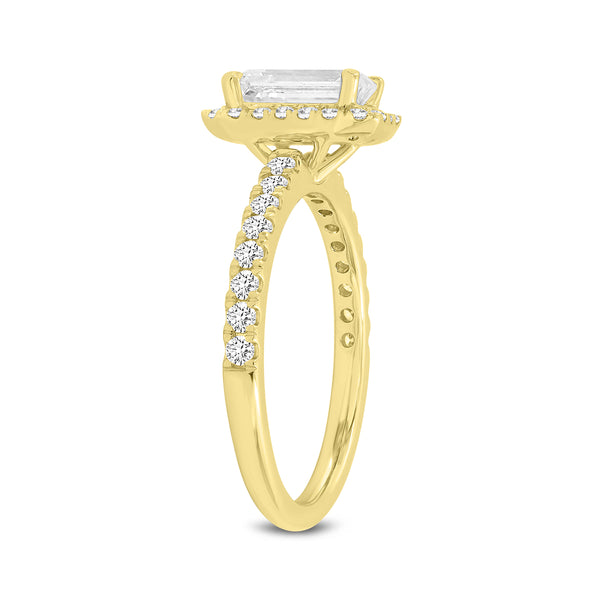 LuvMyJewelry Ivey 14K Yellow Gold Emerald Cut Lab Grown Diamond Halo Engagement Ring - 1.77 Ctw