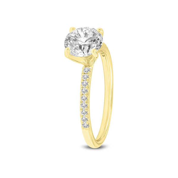 LuvMyJewelry Ivy 14K Yellow Gold Round Cut Lab Grown Diamond Engagement Ring - 3.1 Ct