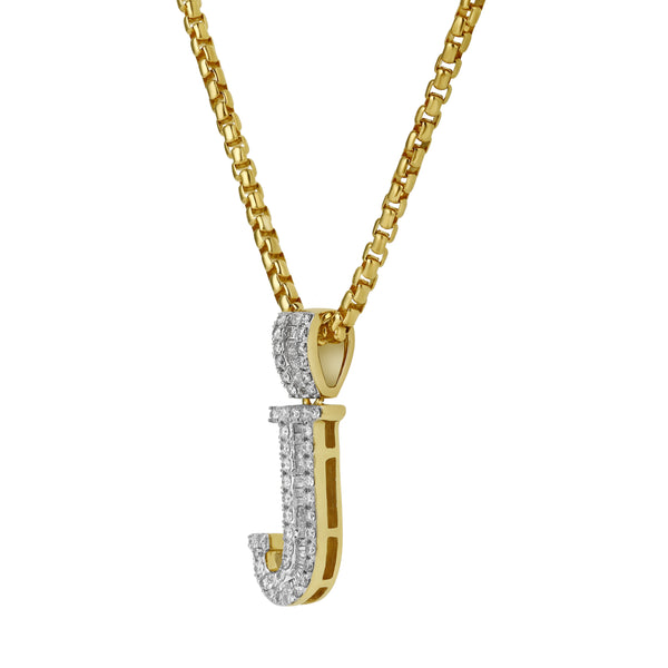 LuvMyJewelry J Initial Diamond Pendant 10K Yellow Gold - 0.59 Carats