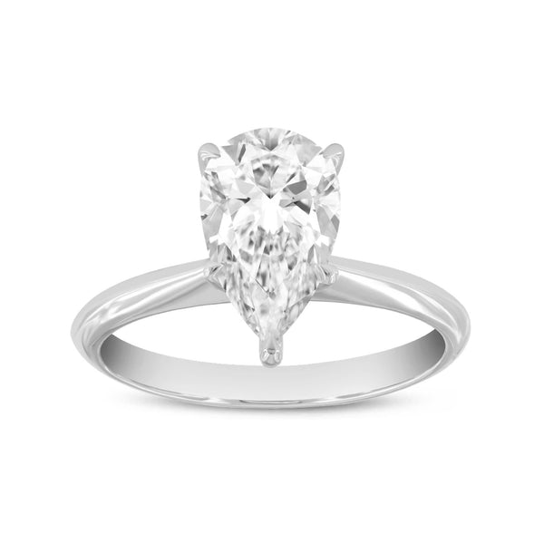 LuvMyJewelry Jana 14K White Gold Pear Lab Grown Diamond Solitaire Engagement Ring - 1 Ct