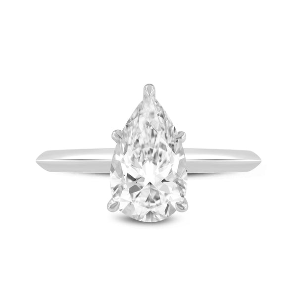 LuvMyJewelry Jana 14K White Gold Pear Lab Grown Diamond Solitaire Engagement Ring - 1 Ct
