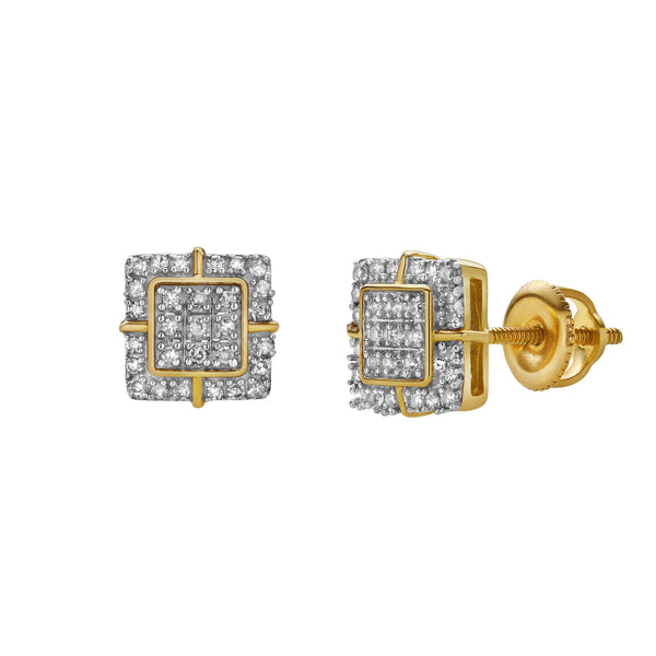 LuvMyJewelry Jubilo 10K Yellow Gold Diamond Unisex Earrings - 0.26 Cts