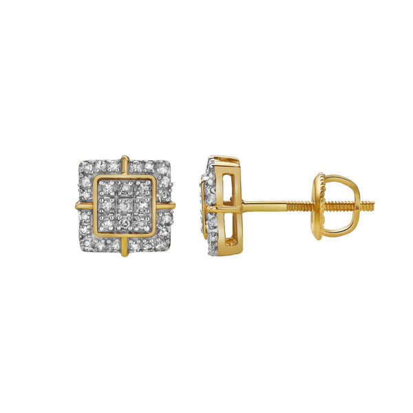 LuvMyJewelry Jubilo 10K Yellow Gold Diamond Unisex Earrings - 0.26 Cts
