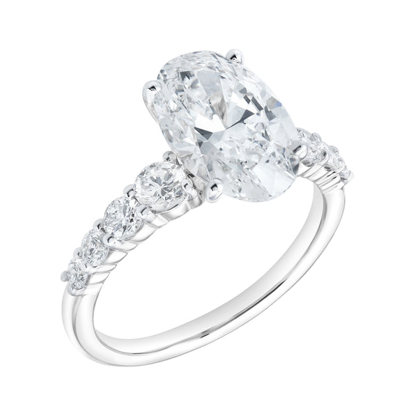 LuvMyJewelry Julia 14K White Gold Oval Lab Grown Diamond Engagement Ring - 3.7 Ct