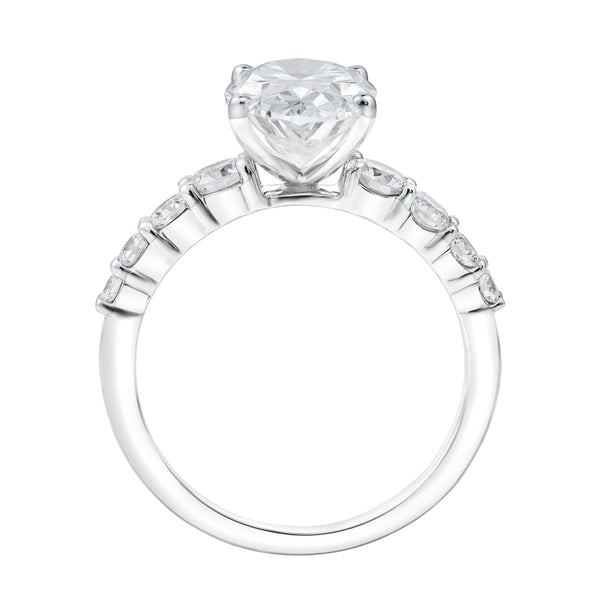 LuvMyJewelry Julia 14K White Gold Oval Lab Grown Diamond Engagement Ring - 3.7 Ct