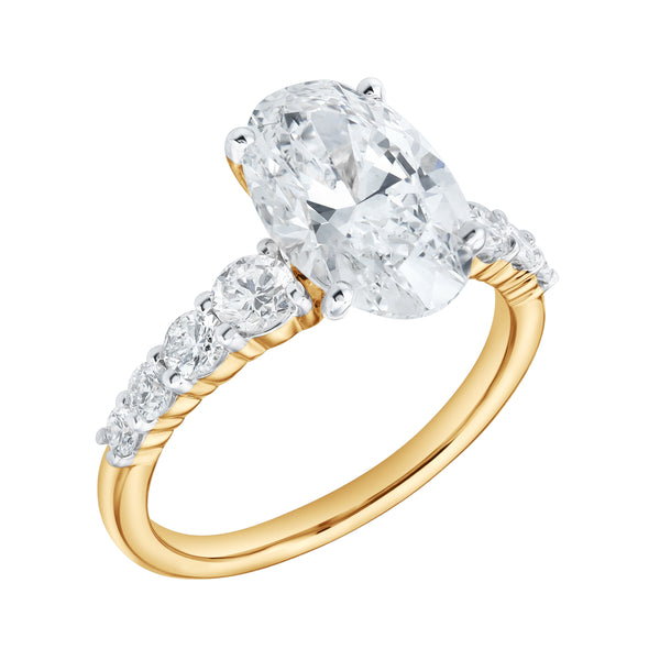 LuvMyJewelry Julia 14K Yellow Gold Oval Lab Grown Diamond Engagement Ring - 3.7 Ct