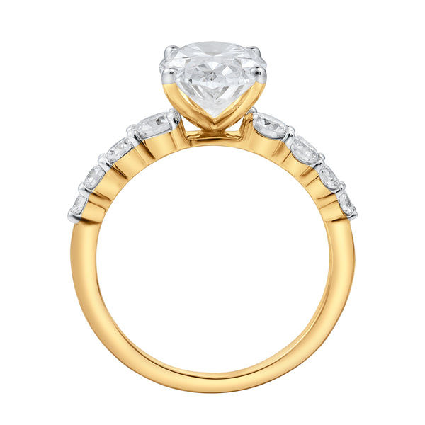 LuvMyJewelry Julia 14K Yellow Gold Oval Lab Grown Diamond Engagement Ring - 3.7 Ct