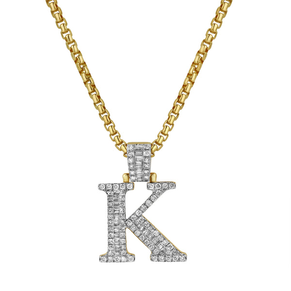 LuvMyJewelry K Initial Diamond Pendant 10K Yellow Gold - 0.81 Carats