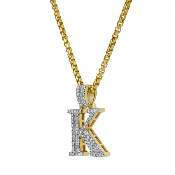 LuvMyJewelry K Initial Diamond Pendant 10K Yellow Gold - 0.81 Carats