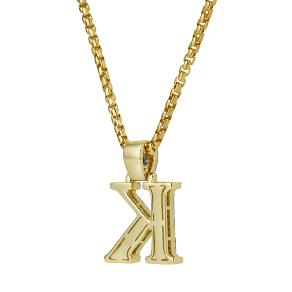 LuvMyJewelry K Initial Diamond Pendant 10K Yellow Gold - 0.81 Carats