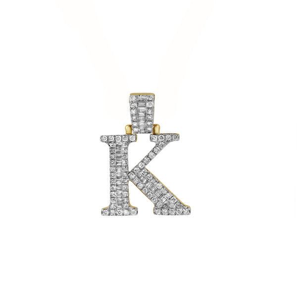 LuvMyJewelry K Initial Diamond Pendant 10K Yellow Gold - 0.81 Carats
